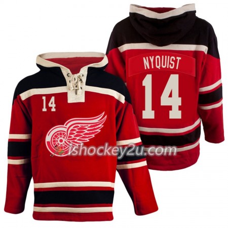 Mænd NHL Detroit Red Wings Gustav Nyquist 14 Rød Sawyer Hooded Sweatshirt